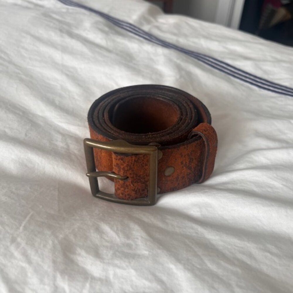 Ralph Lauren Double RL Distressed Leather Belt Size: 36